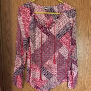 Ruff Hewn Pink and White Patchwork Blouse